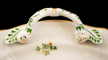 Hollóházi Erika mintás porcelán teás készlet(6 csészével, teáskannával, kiöntővel, cukortartóval) sü...