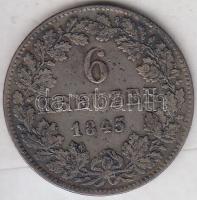 Német Államok / Baden 1845. 6kr Ag "I. Lipót" T:2- patina German States / Baden 1845. 6 Kreuzer Ag "Leopold I" C:VF patina Krause KM# 210