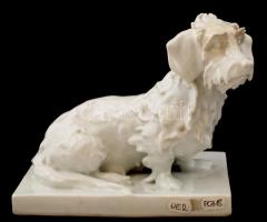 Herendi porcelán tacskó, fehér mázas, jelzett, hibátlan, 19x18x11 cm