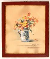 Jelzés nélkül: Virágcsendélet. Akvarell, papír, üvegezett keretben, 32×26 cm