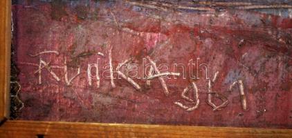 Ruttka Ferenc (1926-): Dob szett. Olaj, farost, jelzett, keretben, 31×39 cm