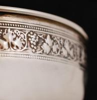 Ezüst szőlőfürtperemű tálka, Ag., nettó: 106,7gr, jelzett, d:13cm /Silver edged bowl of grapes, Ag, ...