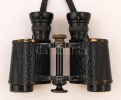 D.R.P. régi katonai távcső, működik, eredeti bőr tokjában, 15x13 cm