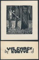 7 db ex libris, klisé, fa metszet, 4 db jelzett (Vadász, Fery, Drahos R.R), 6×4-12×8 cm