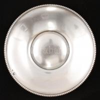 Ezüst gyöngymintásperemű tálka,  Ag., nettó: 56,3gr, jelzett, d:10cm /Silver pearl textured bowl flange, Ag, net. 56,3gr, marked, d: 10cm