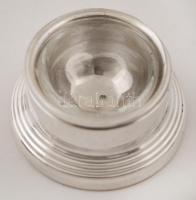 Ezüst fűszertartó csiszolt üvegbetéttel, Ag., nettó: 99,1gr, 2db, jelzett, cca 3x5cm /Silver spice r...