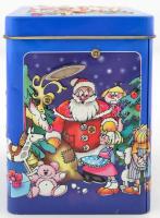 Zenélő fém karácsonyi doboz, működik, 12x9x12 cm