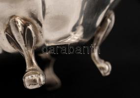 Ezüst cukortartó levehető tetővel, Ag., nettó: 126,4gr, jelzett, cca 10x10cm /Silver sugar bowl with...