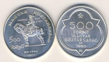 1990. 500Ft Ag + 500Ft Ag "Mátyás király" pár T:BU