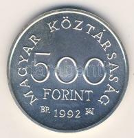 1992. 500Ft Ag "Károly Róbert" T:BU Eredeti díszdobozban, tanúsítvánnyal!