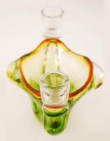 Muránoi gyetyatartó, anyagában színezett, jelzés nélkül, hibátlan, 21×14 cm, m:13 cm