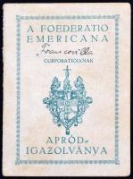 1932 Az Emericana igazolványa Bozó Gyula grafikusművész részére