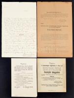 1902-1911 Meghívók a debreceni Függetlenségi és 48-as Párt ülésére, közgyűlésére, illetve bizottsági ügyrend. Valamint Baltazár Dezső (1871-1936) alelnök, jogász, református püspök autográf, aláírt levele.