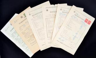 cca 1930 Bozó Gyula grafikusművész 12 db faipari iskolában kapott bizonytványa