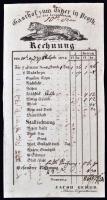 1854 Bp., V. A lipótvárosi tigris szálló és étterem grafikus számlája