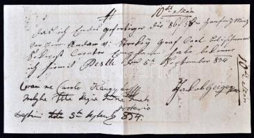 1854 Bp., V. A lipótvárosi tigris szálló és étterem grafikus számlája