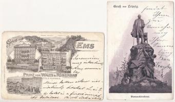 6 db német, bajor 1900 körüli városképes lap + 1 pünkösdi lap, vegyes minőség