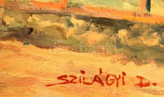 Szilágyi Dóra (-): Utca részlet. Olaj, farost, jelzett, keretben, 24×29 cm