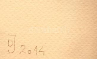 Dévényi János (1956- ): 9 pötty. Akril, papír, jelzett, fa keretben, 30×40 cm