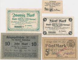 Német Birodalom / Weimari Köztársaság 1917-1918. 5db klf szükségpénz, közte Sommerfeld, Sorau T:vegyes German Empire / Weimar Republic 1917-1918. 5pcs of diff necessity notes, including Sommerfeld, Sorau C:mixed