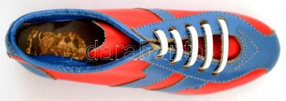 Retro Tisza reklám cipő, bőr, jelzett, h:13 cm