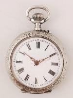 Ezüst zsebóra, Ag.,bruttó:21,3gr., jelzett, nem működik, d:2,7cm/Silver pocket watch, Ag, gross:.. 21,3gr, marked, does not work, d: 2,7cm