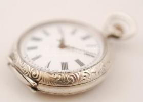 Ezüst zsebóra, Ag.,bruttó:21,3gr., jelzett, nem működik, d:2,7cm/Silver pocket watch, Ag, gross:.. 2...