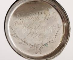 Ezüst zsebóra, Ag.,bruttó:76,1gr., jelzett, nem működik, üveg nélkül, d:4,5cm/Silver pocket watch, A...