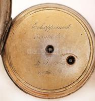 Ezüst zsebóra lánccal, kulcsos, Ag.,bruttó:81,9gr., jelzett, működik, d:4,5cm/Silver pocket watch wi...