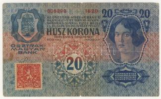 1913. 20K cseh ellenbélyeggel T:III-/IV