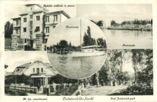 Balatonlelle-fürdő, Gyárfás szálloda és pensio, M. kir. Postahivatal, Gróf Jankovich-park, partrészletek (EK)