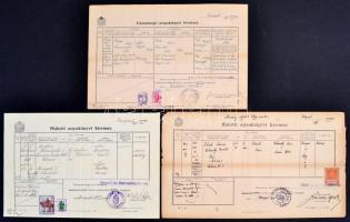 cca 1908-1945 13 db Budapest városi okirat városi okmánybélyegekkel