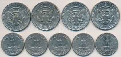 Amerikai Egyesült Államok 1971-1996. 1/4$ "Washington" (5xklf) + 1/2$ "Kennedy" ...
