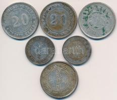 6db vegyes kínai ezüstpénz hamisítványa T:vegyes 6pcs of fakes of Chenese silver coins C:mixed