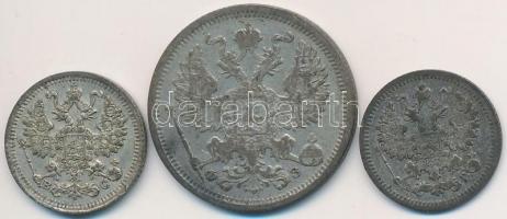 Orosz Birodalom 1892-1914. 5k Ag (2x) + 1901. 20K T:2- patina, kis ph.
Russian Empire 1892-1914. 5 ...
