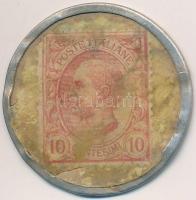 Olaszország 1919-1923. "Milánói Új Kereskedelmi Bank" Al zseton 10c bélyeggel (32,5mm) T:3...