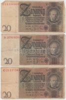 Német Birodalom 1910. 1000M + Weimari Köztársaság 1929. 20M (4x) + Német 3. Birodalom 1933. 50M (2x)...