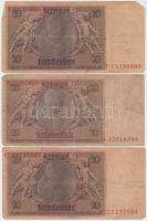 Német Birodalom 1910. 1000M + Weimari Köztársaság 1929. 20M (4x) + Német 3. Birodalom 1933. 50M (2x)...