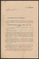 1937 Szálasi Ferenc 4. számú körlevele, melyben letartóztatásáról és ennek jelentőségéről ír 4p.