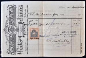 1905 Háder János kalocsai cipész fejléces számlája