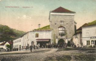 Körmöcbánya, Kremnica; Városkapu tér, Klein Ármin kereskedése / urban gates, shop (Rb)