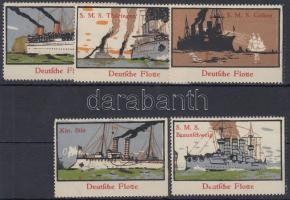 cca 1910 Német hajók és hadihajók levélzárók / German mmilitary ships poster stamps