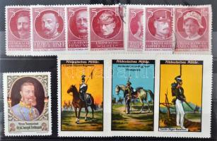 11 német hadvezérek és militária levélzáró / German military and warlords poster stamps