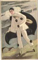 Italian art postcard, Clown, Cupid, Ballerini & Fratini 257. s: Chiostri
