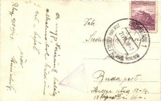 1938 Rózsahegy, Ruzomberok; Andrej Hlinka ravatala, a hátoldalon emlékbélyegzéssel / catafalque of A...