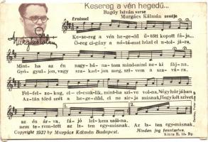 7 db régi motívum képeslap, kották Murgács Kálmán, Marczali Frigyes, Domokos Géza szerzeményeivel, v...