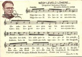 7 db régi motívum képeslap, kották Murgács Kálmán, Marczali Frigyes, Domokos Géza szerzeményeivel, v...