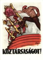 15 db MODERN, reprint motívum képeslap, a Tanácsköztársaság 1918-1919 propaganda plakátjai / 15 mode...