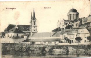 4 db RÉGI, fekete-fehér városképes képeslap, magyar városok: Esztergom, Lajosmizse, Pápa, Kaposvár, ...