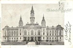 5 db RÉGI, fekete-fehér és színes városképes képeslap, magyar városok: Pécs, Balassagyarmat, Kaposvá...